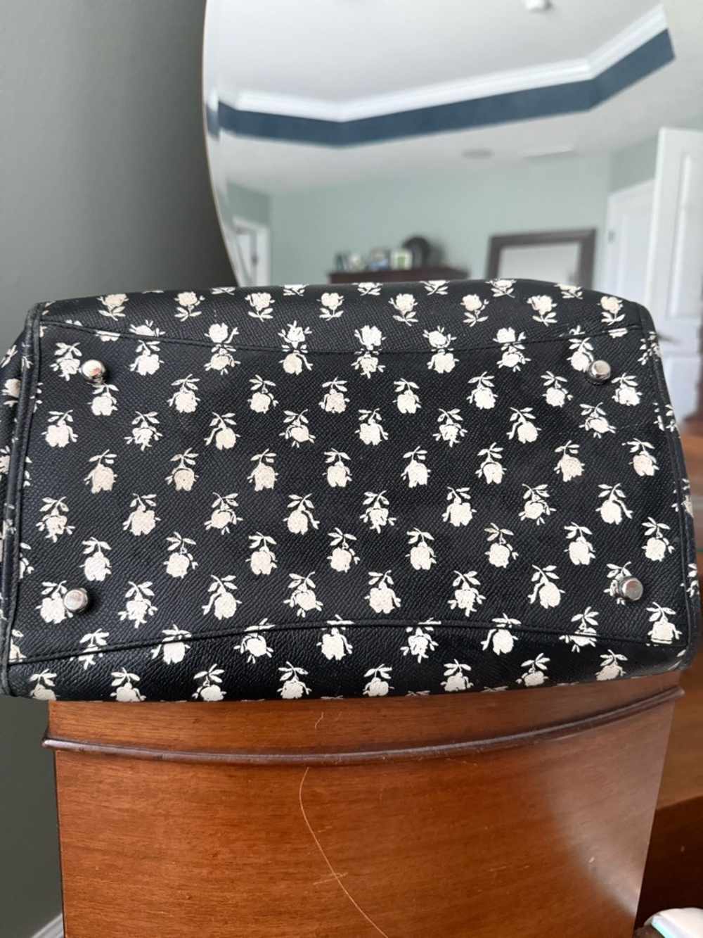 Coach Black and White Floral Print Tote - Picture 6 of 12